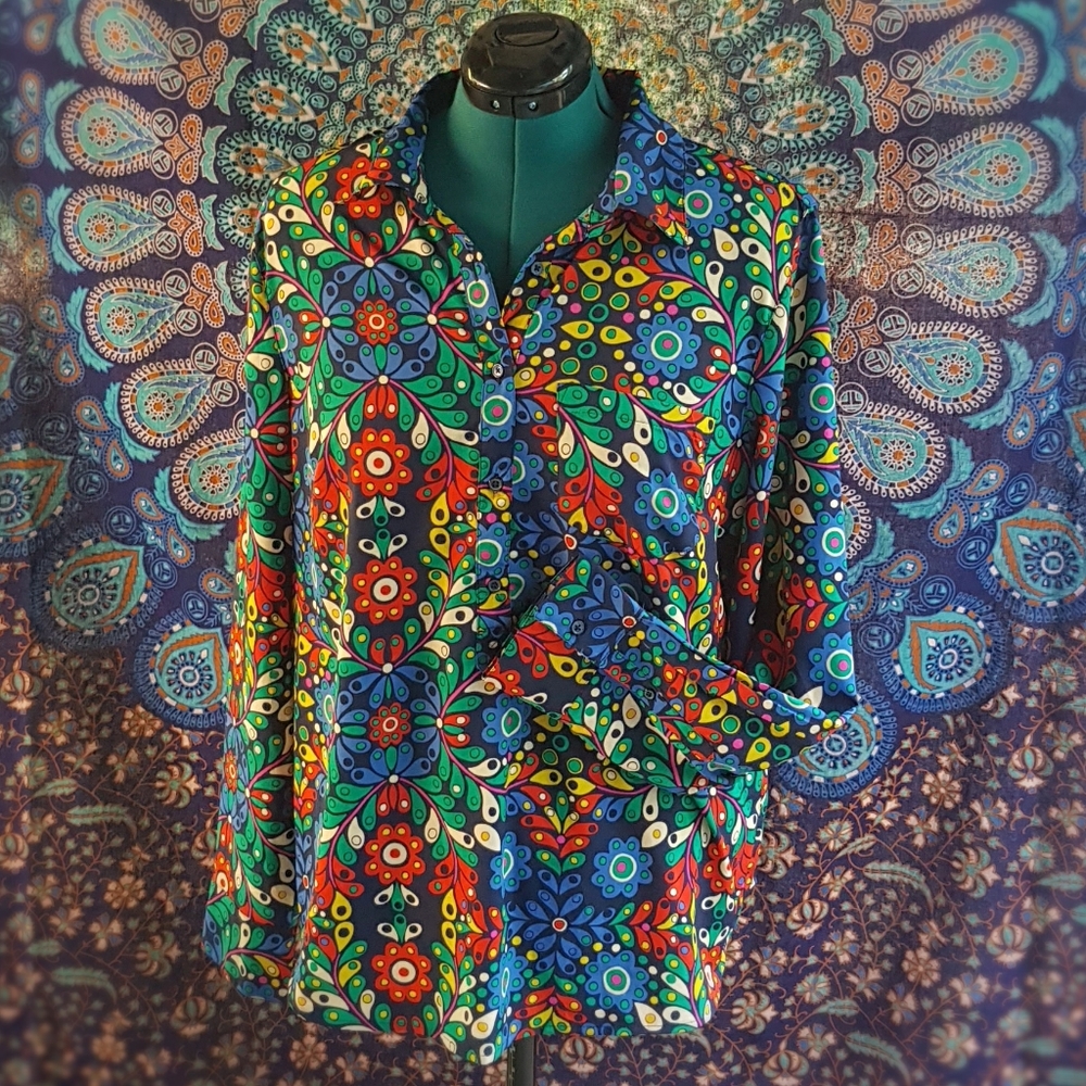 Merona floral popover blouse